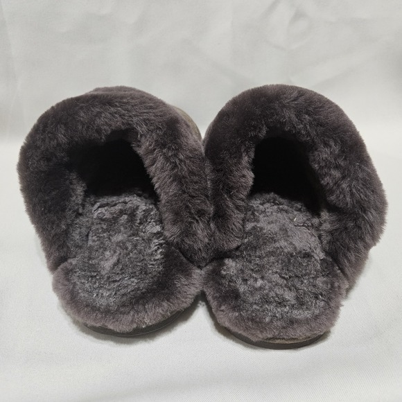 Wild Woolies Genuine Sheepskin Lined Slippers Womens Size 7 Brown Cow Suede - Picture 4 of 9